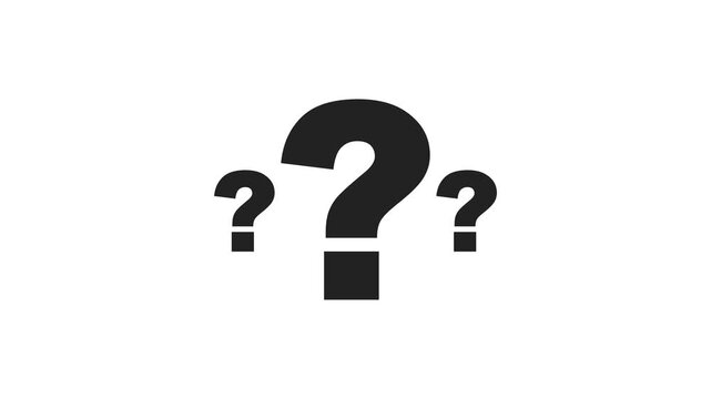 Minimalist Black Question Mark Flat Design Loop Motion Graphic Background