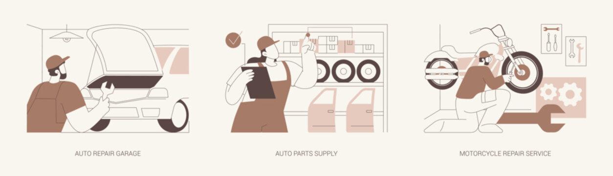 Auto repair isolated cartoon vector illustrations se