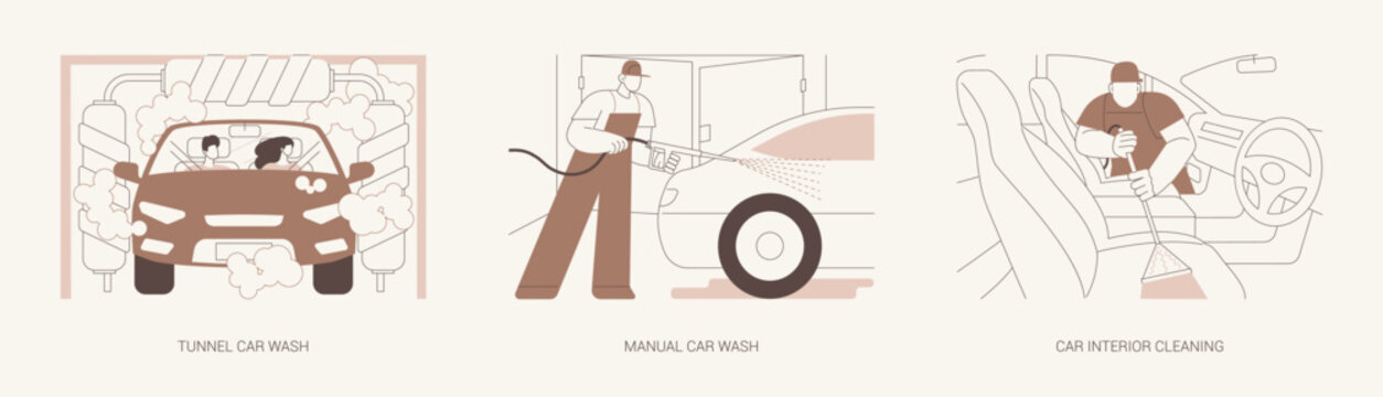 Car wash services isolated cartoon vector illustrations se