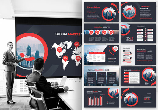 Modern Red and Black Business Presentation Template for Corporate Branding