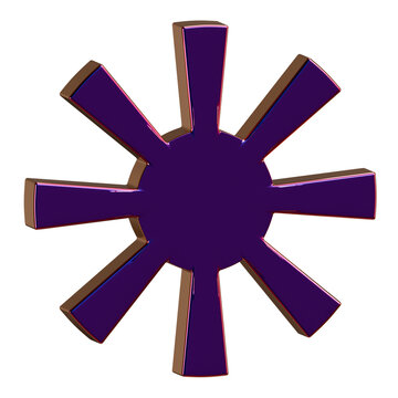 3D Metallic Purple Asterisk Sunburst Icon with Holographic Accents