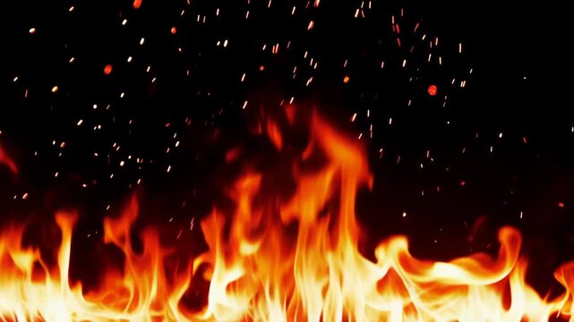 Flames Burning on Black Background