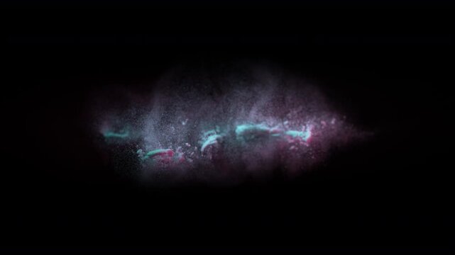 Super Slow Motion Shot of Exploding White Powder Line Towards Camera at 1000 fps.