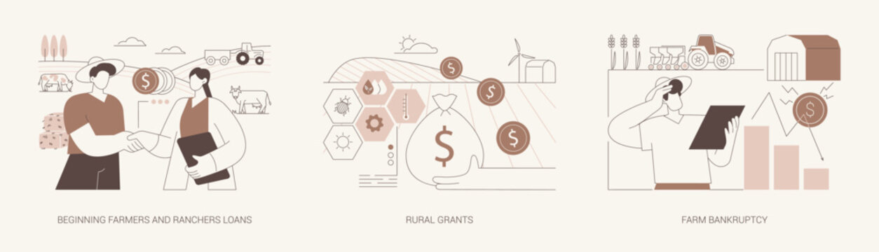 Farm loans isolated cartoon vector illustrations se