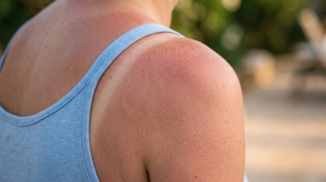 Sunburnt Shoulder Skin Texture Summer Vacation Authentic Close-up