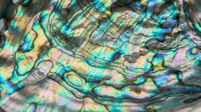 Abalone Shell Iridescent Nacre Rainbow Macro Texture.