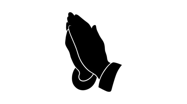 Praying hands silhouette icon symbol of prayer faith hope and christianity isolated on white background
