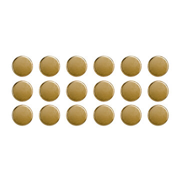 Grid of Eighteen Gold Circular Icons on White