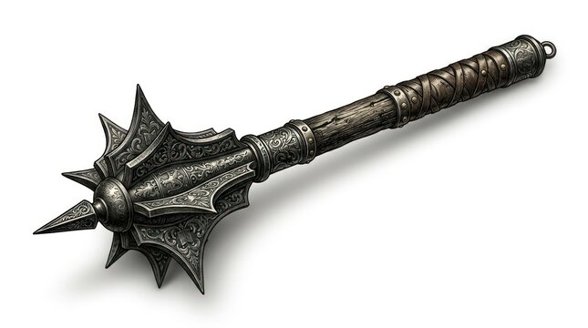Medieval spiked mace weapon object design