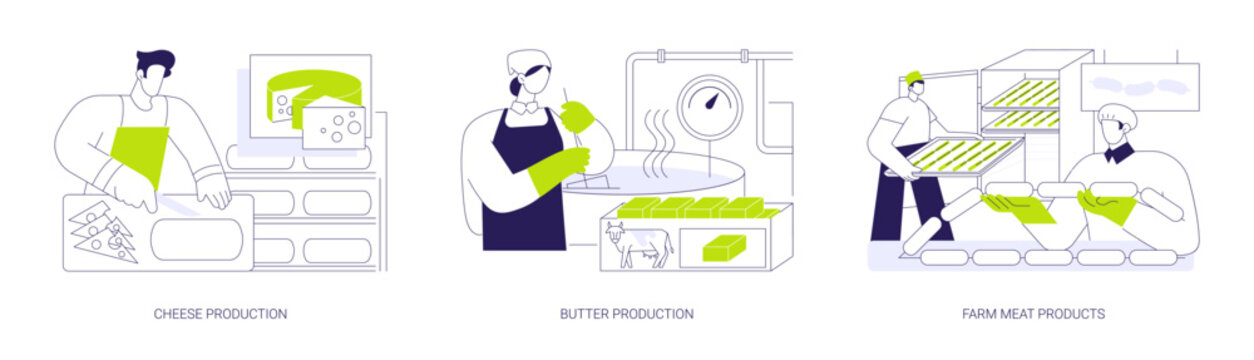 Organic farm foods abstract concept vector illustrations.