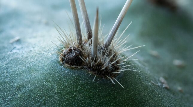 Prickly Pear Cactus Areole Spine and Glochid Cluster Macro.