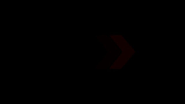 right pointing chevron arrow seamless loop animation, dynamic right arrow sequence with gradient geometric shapes, abstract forward moving arrow animation with geometric chevrons