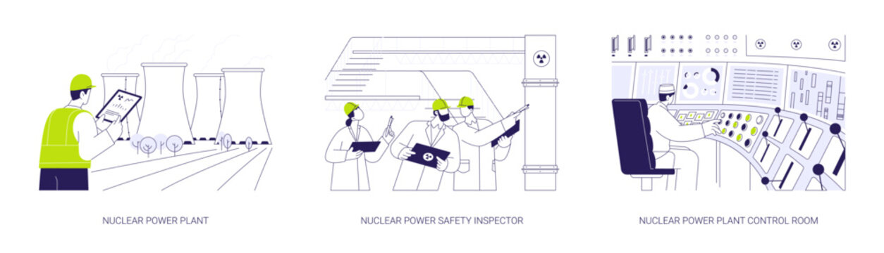 Nuclear energy abstract concept vector illustrations.