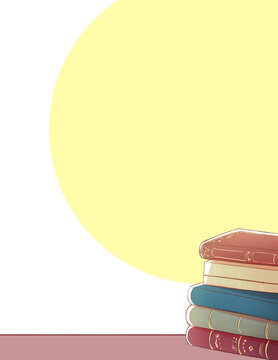 机の上の西洋風の本　月