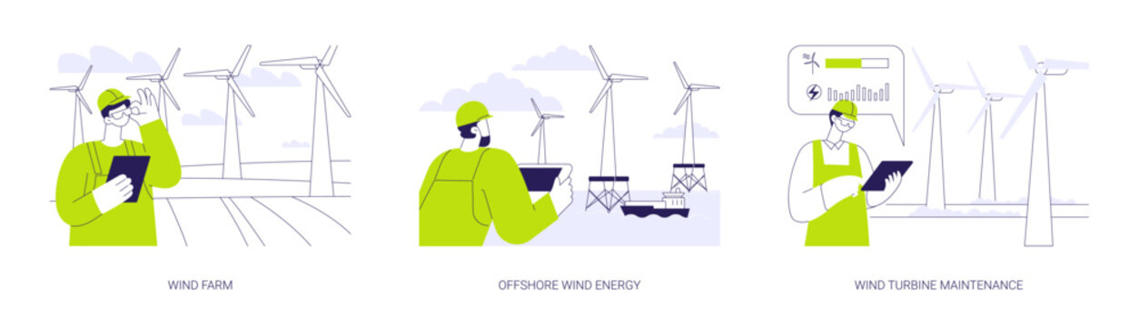 Wind energy abstract concept vector illustrations.