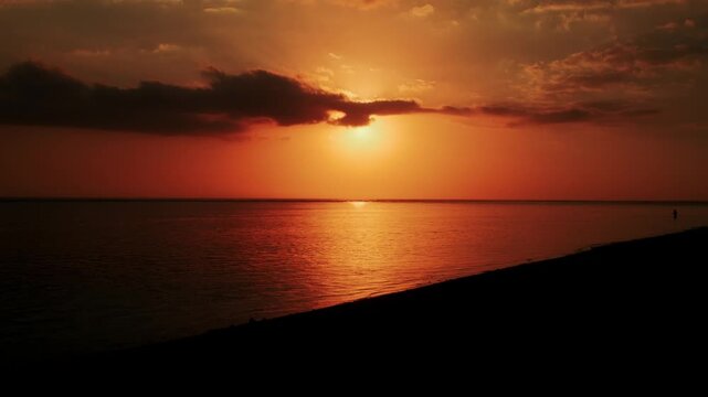 View of the sunset over the ocean at ARYA Sumba in Kodi, East Nusa Tenggara, Indonesia.