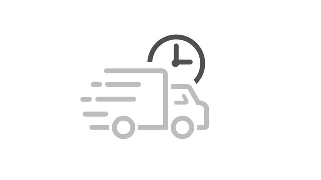 Fast delivery truck, video, vector, icon.