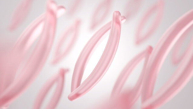 healthy vibrant pink skin cell strong collagen molecule 3d render
