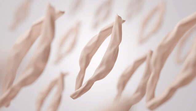 aged damaged skin cell dull collagen molecule structure 3d render