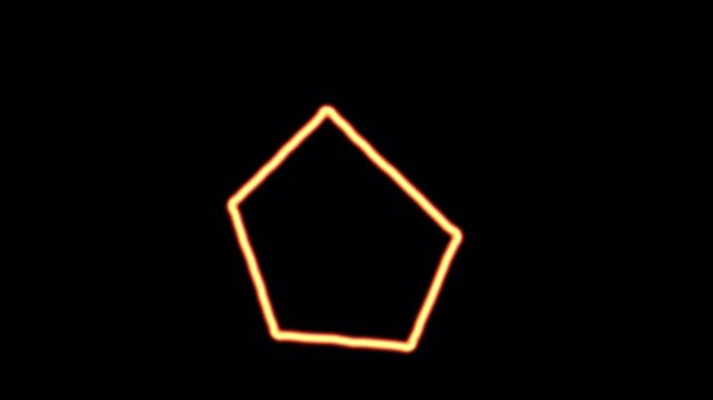 Abstract Neon Glowing Pentagon Shape Outline Animation.