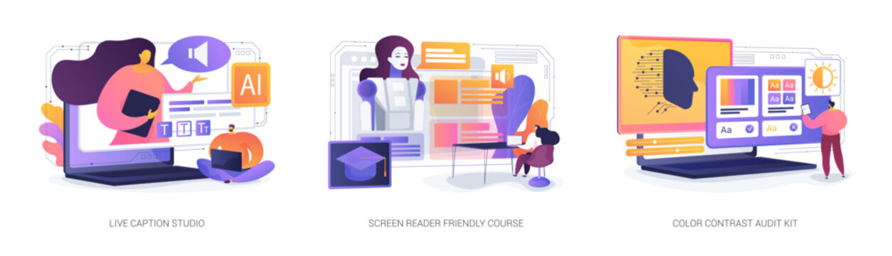 Intelligent Microlearning Outcome Tools abstract concept vector illustrations.