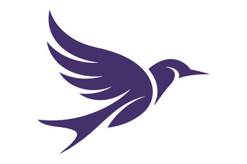 Obraz premium Stylized purple bird silhouette flying with wings spread for freedom.