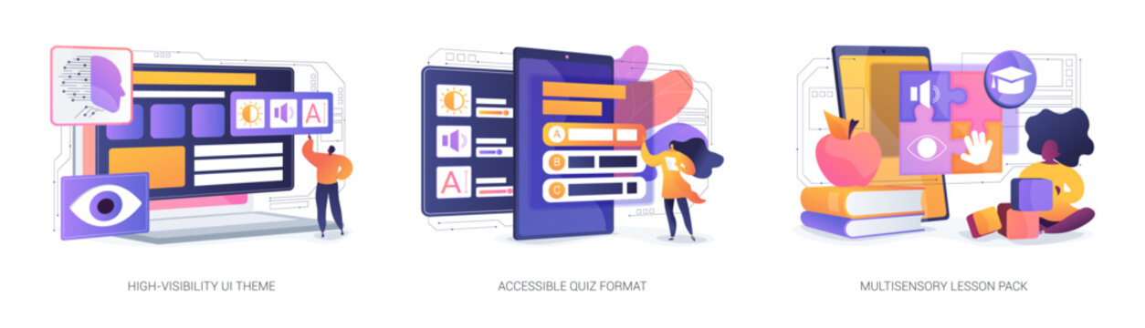 Cross-Device Learning Enhancement abstract concept vector illustrations.