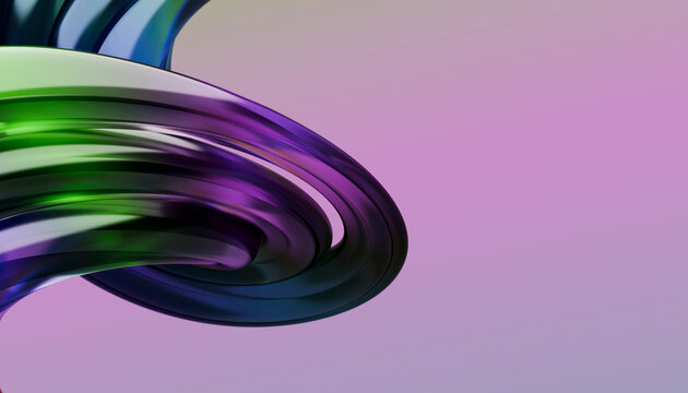 Colorful abstract twisting loop shape with smooth curves on purple