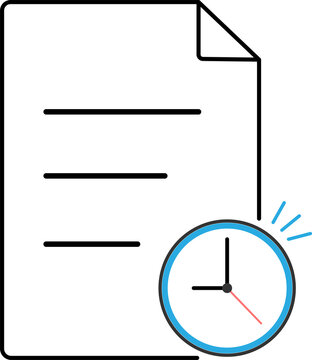 Application deadline document with clock outline icon