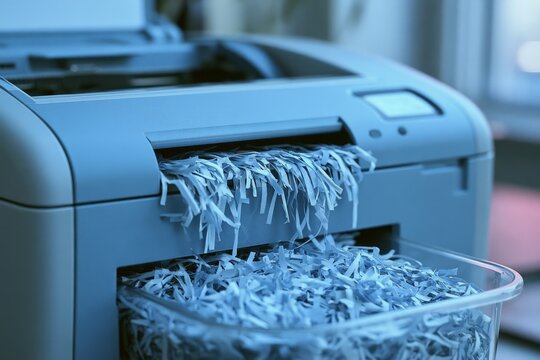 Office Paper Shredder Destroying Confidential Documents for Data Security, Privacy Protection and Secure Disposal