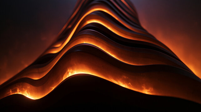 Abstract Modern Parametric Architecture with Glowing Orange Light