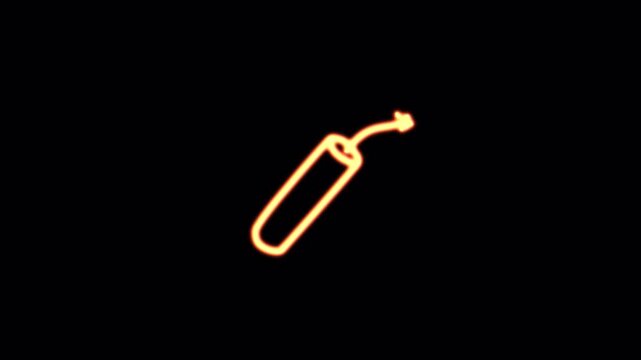 Neon dynamite icon animation glowing on black background.