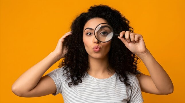 Stylish woman wearing light blue sunglasses holding a white coffee tumbler while puckering her lips against a solid blue background