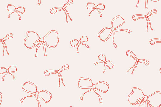 Seamless pattern with red bow.  Christmas gift wrapping paper. Vector  Illustration