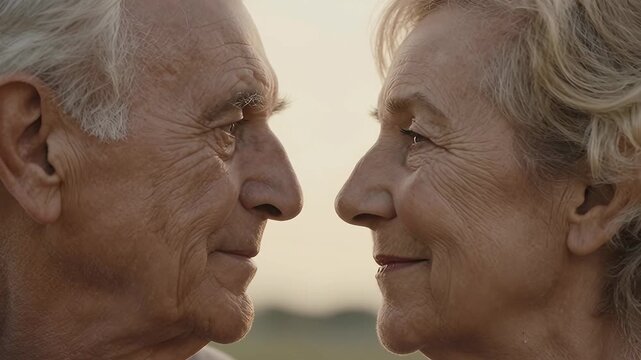 An Elderly Couple Sharing a Tender Moment in Nature