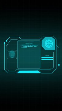 System log with fingerprint and globe icon on a cyan futuristic interface scan authentication