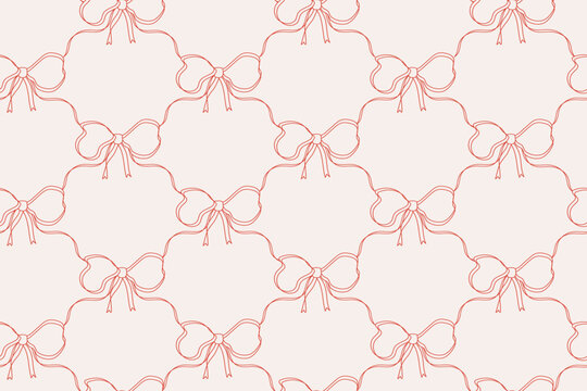 Seamless pattern with red bow.  Christmas gift wrapping paper. Vector  Illustration