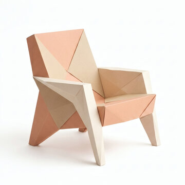 modern geometric armchair sculpture made from folded papercraft