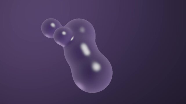Abstract 3D Purple Glossy Liquid Metaballs Merging and Morphing Looping Background
