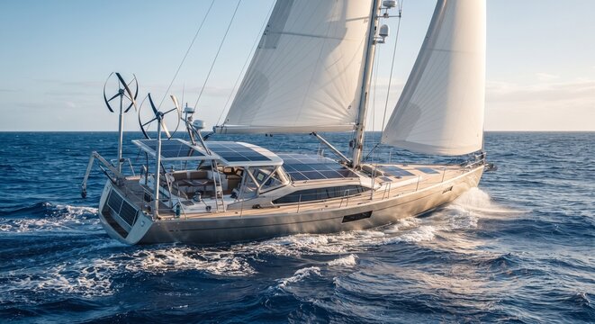 Renewable Powered Research Sailboat Crossing the Open Sea
