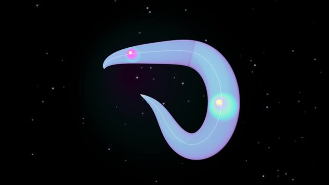 Abstract 3D glowing shape morphing with energy orb animation