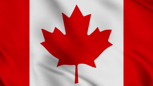Canadian flag waving in the wind, fabric texture background, national symbol of canada, patriotic concept, seamless loopable motion  4K Motion Video