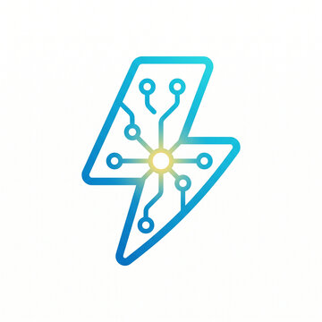 Blue Gradient Lightning Bolt Circuit Board Icon Representing Digital Power and Technology