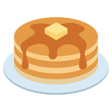 Pancake Stack with Maple Syrup and Butter Flat Vector Illustration for Breakfast Brunch Cafe Menu and Food Design