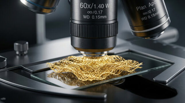 Microscope gold fiber laboratory research healthcare innovation spending reveal golden sample analysis for advanced medical science