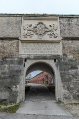 Renaissance Ferdinand Gate with Habsburg coat of arms in the Old Fortress of Komarno, Slovakia