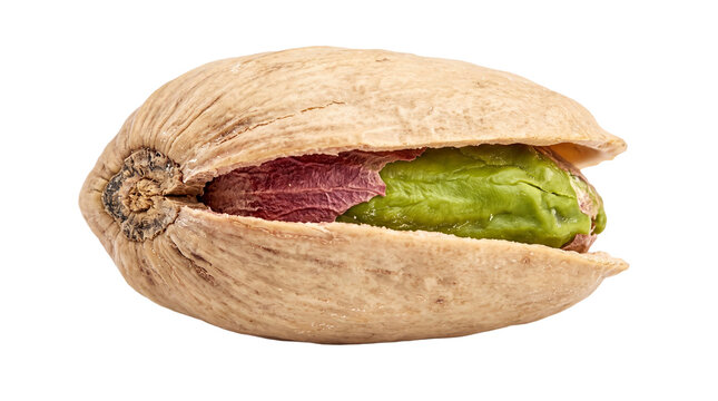 Fresh healthy raw pistachio nut with open shell transparent background