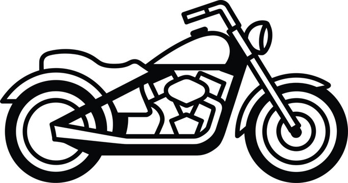 Custom chopper motorcycle silhouette on white background with clean lines and simple design for graphic use
