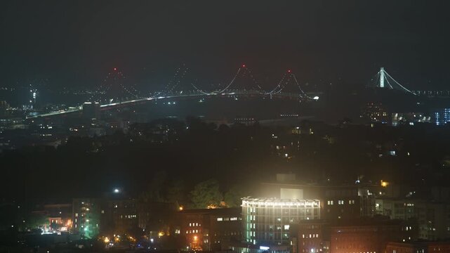 San Francisco Bay Bridge and Cityscape Nighttime Time Lapse from Bernal Heights California USA