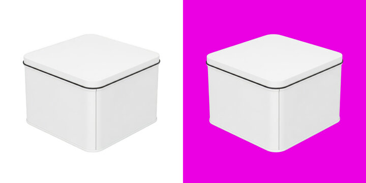 Blank metal square storage box container template transparent png